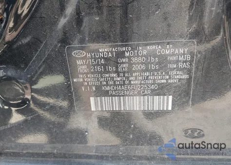 2015 Hyundai Elantra Se из США, поврежденный, VIN KMHDH4AE6FU225340